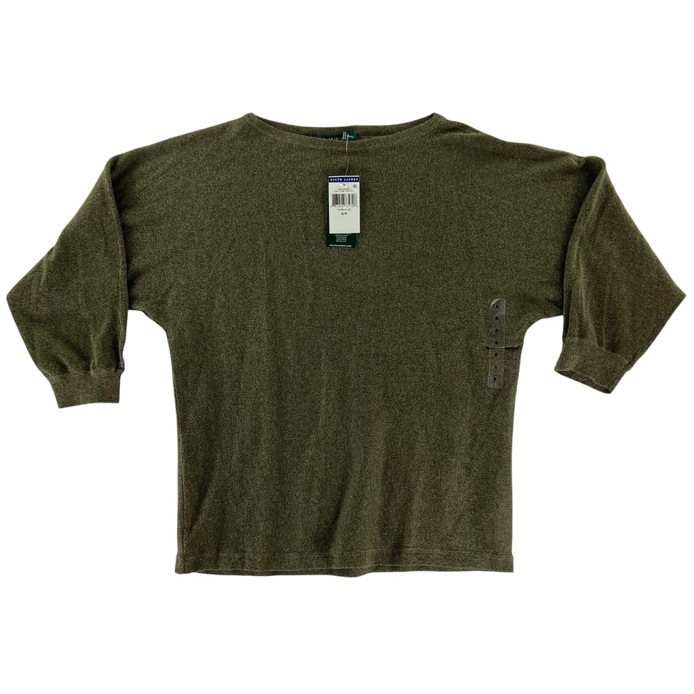 Lauren Ralph Lauren NWT Womens S Olive Green Linen Blend Dolman Sleeve Sweater